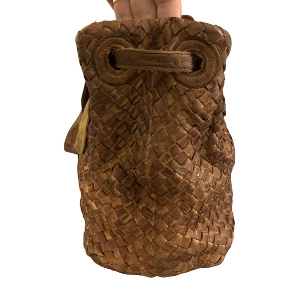 Tano Purse Woven Leather Brown Tote Handbag Large Shoulder Bag - Picture 2 of 10